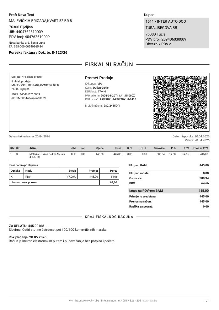 Faktura u Kvitu